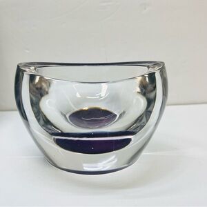 royal limited purple and clear lead crystal votive candle holder or trinket bowl